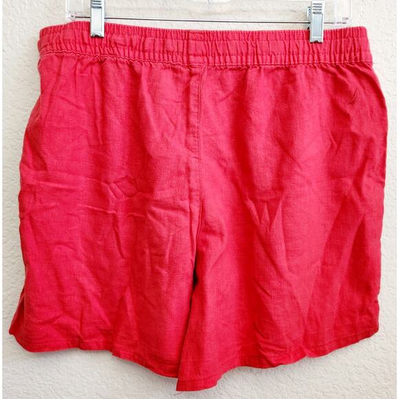 Nautica Red Drawstring Waist Slashed Pockets Shorts Large Lightweight Soft Linen - Picture 3 of 5